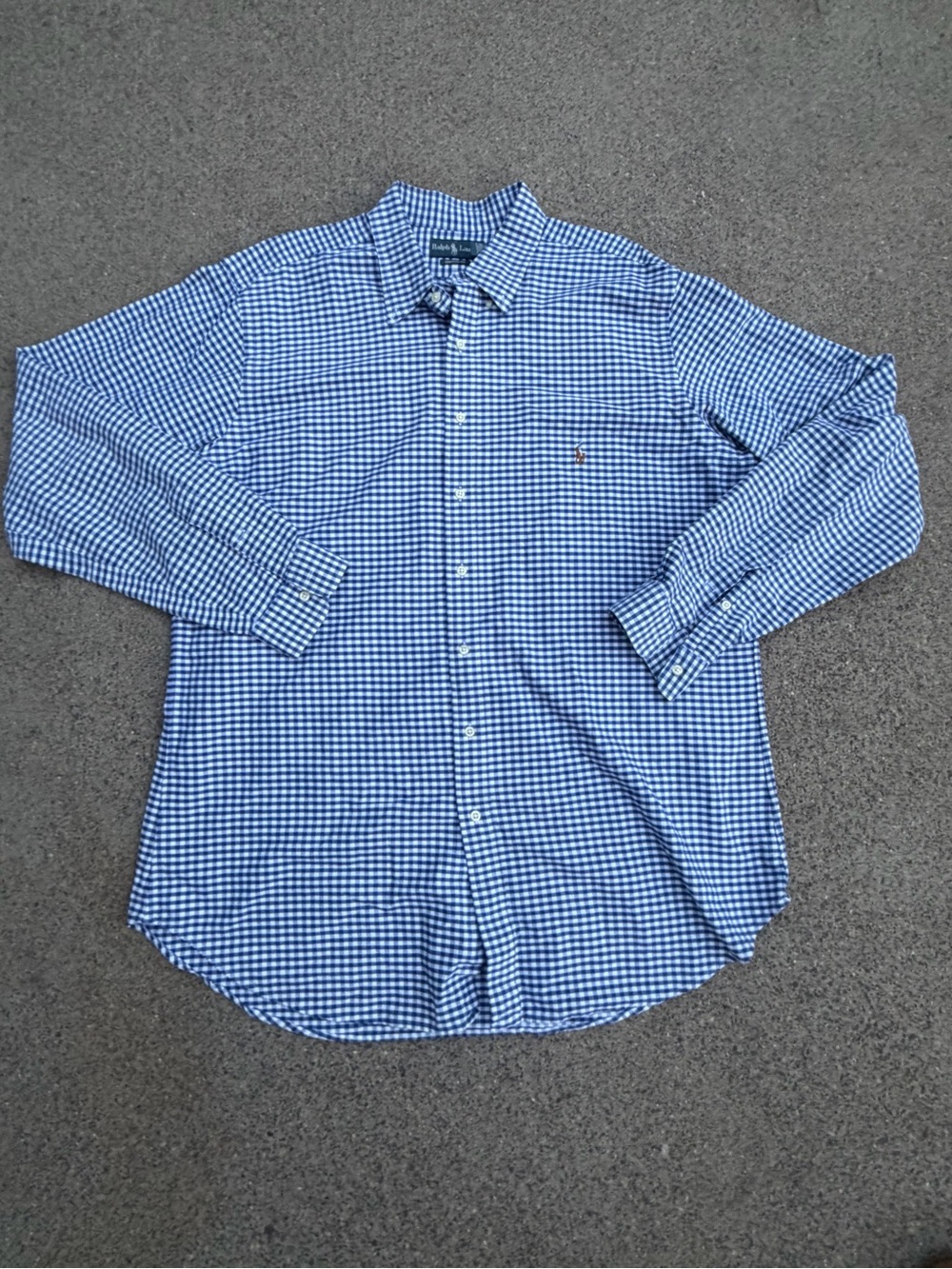 Ralph Lauren Blue and White Gingham Button-Up Shirt